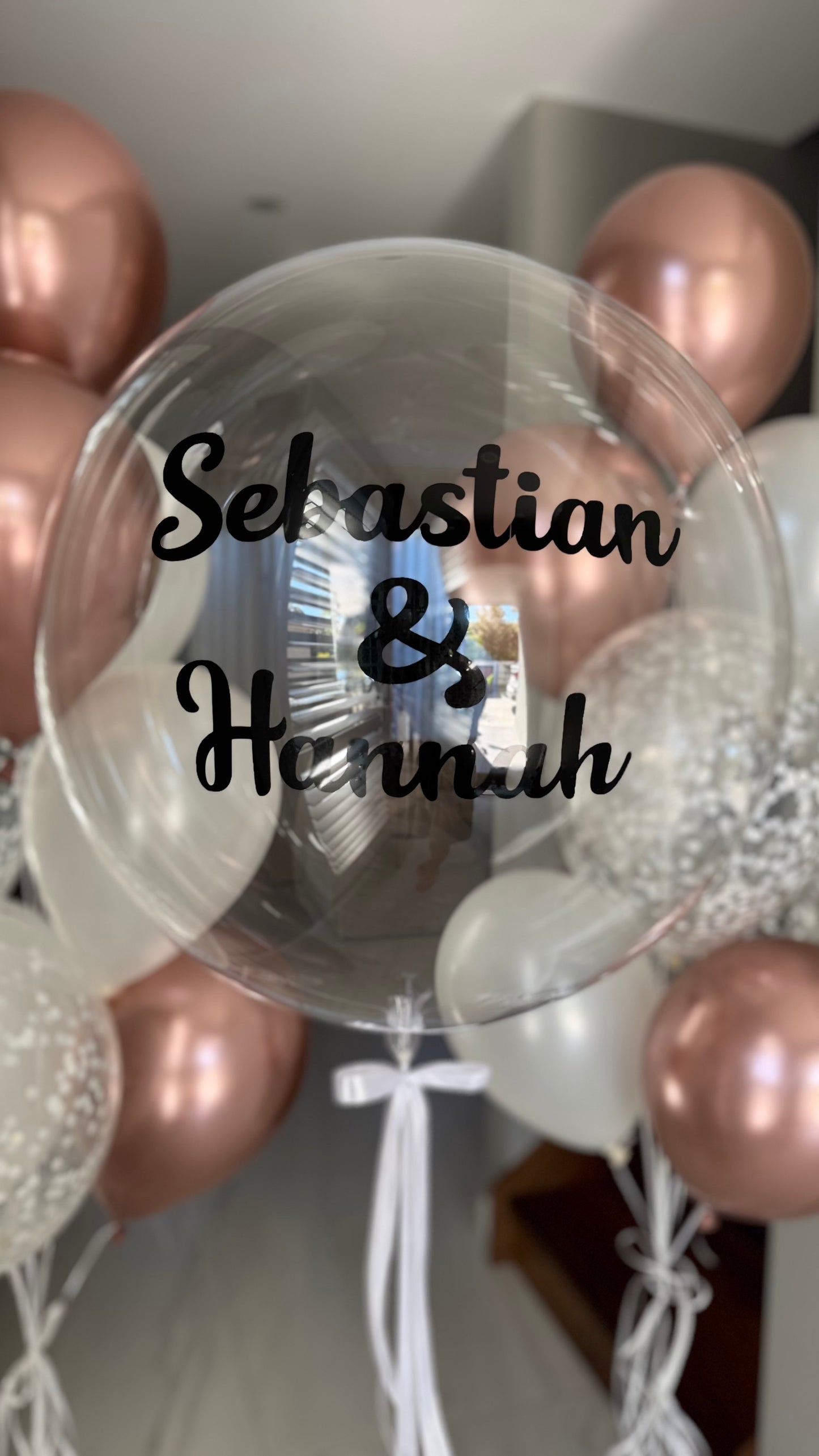 Luxury Engagement Balloon Bouquet - pearl and rose gold