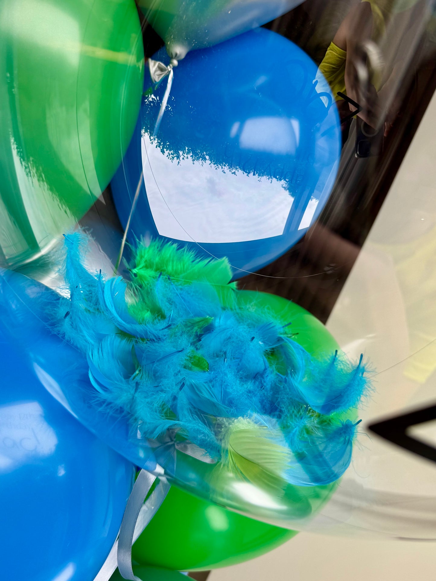 Personalised Balloon Bouquet - Blue, Green and Silver