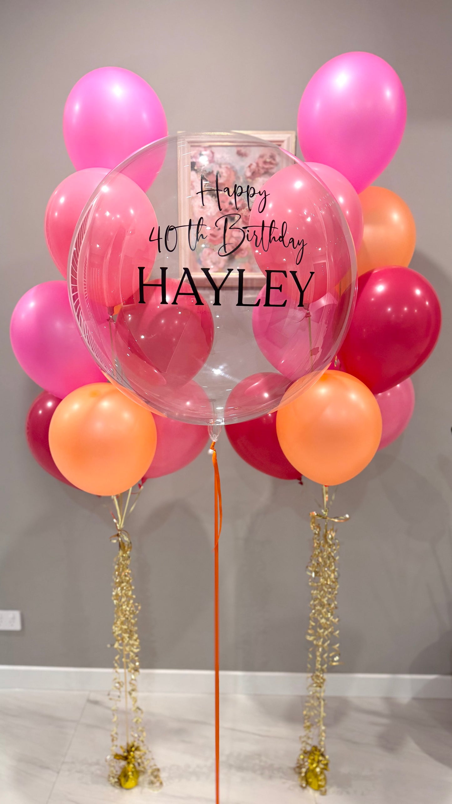 Luxury pink and orange Balloon Bouquet