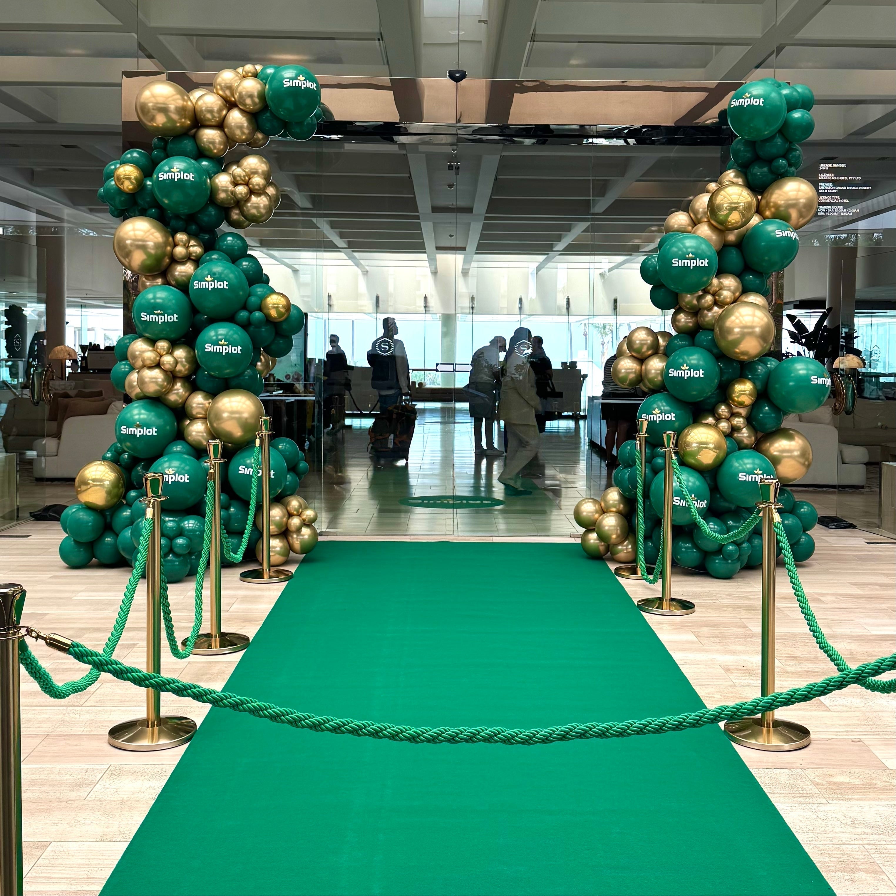Creating a Golden Welcome: Balloon Garland for Simplot at Sheraton Grand Mirage Resort