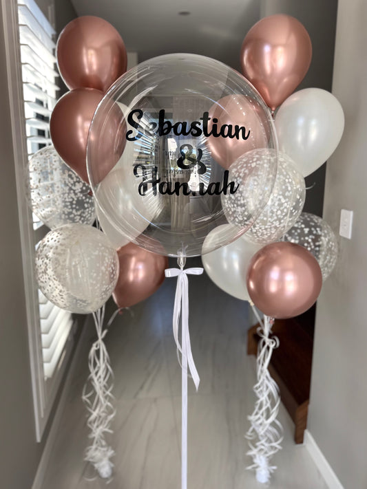 Luxury Engagement Balloon Bouquet - pearl and rose gold