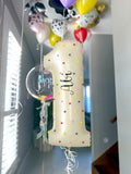 Balloon Number with Pom Poms + Personalisation