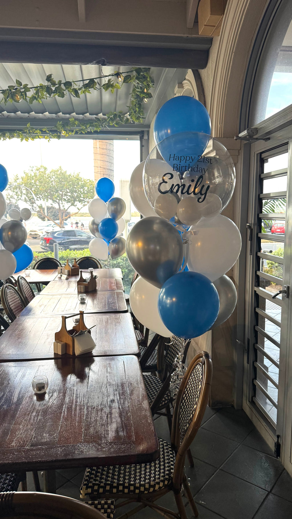 Personalised Balloon Bouquet with mini balloons - Blue and white