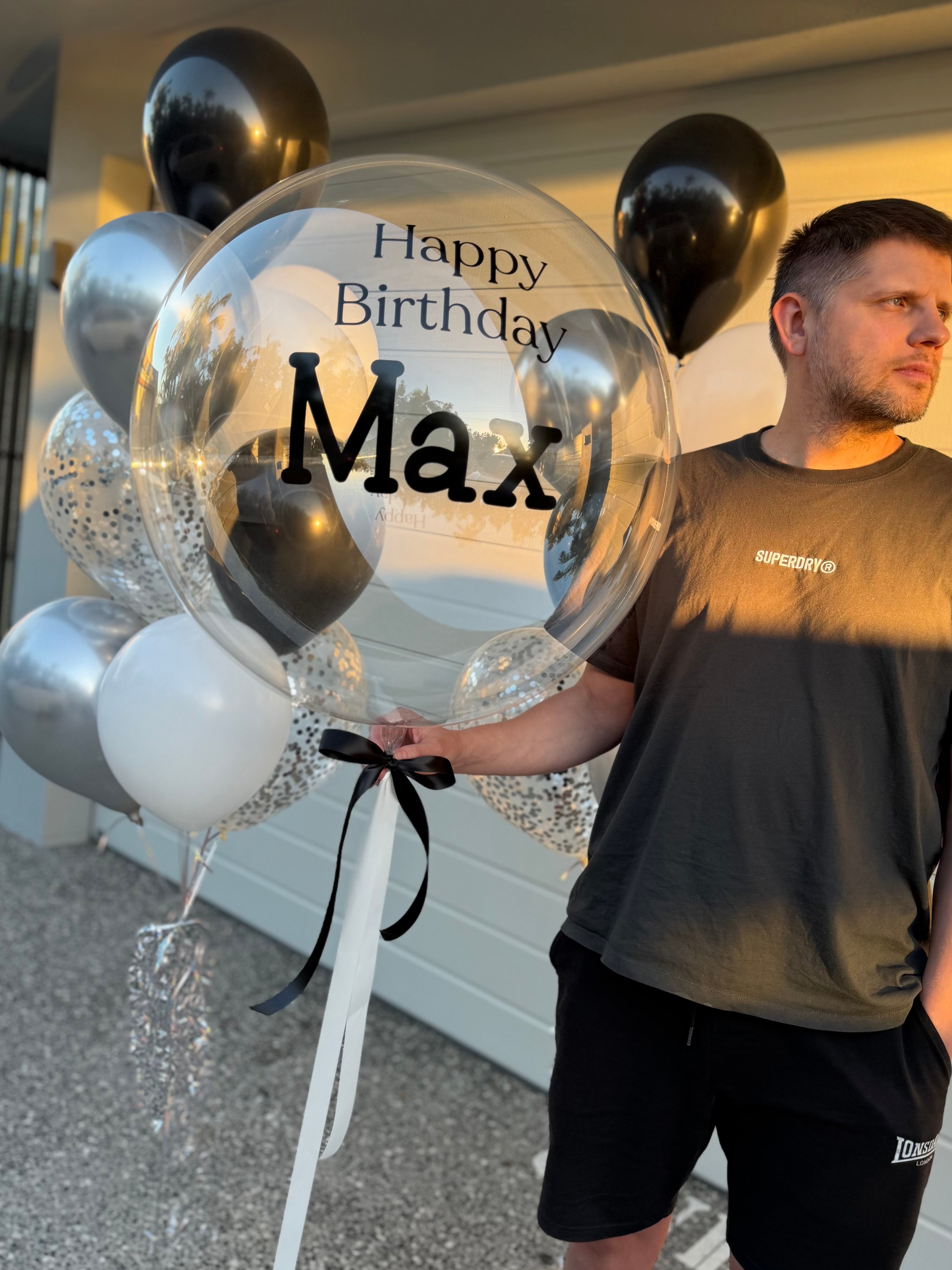 Luxury black, white and silver Balloon Bouquet