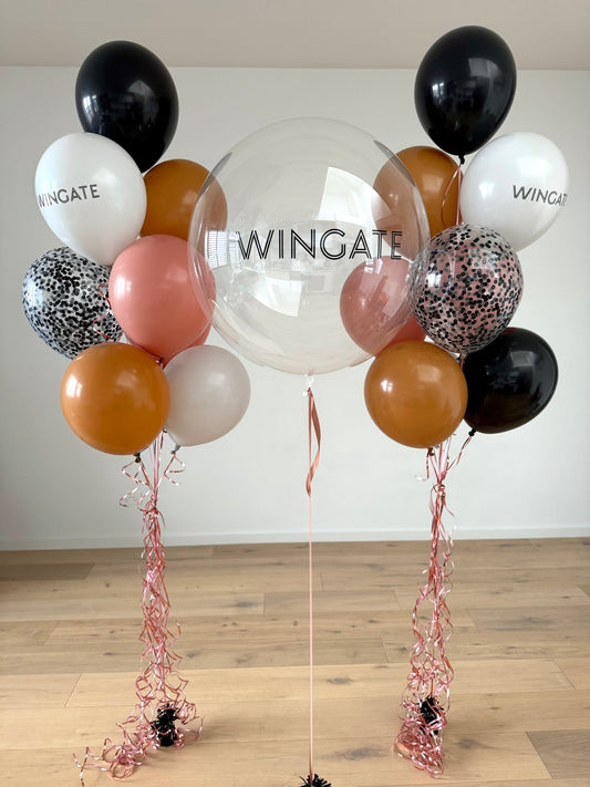 Clear Logo Balloon with 2 Bouquets - Corporate Colours