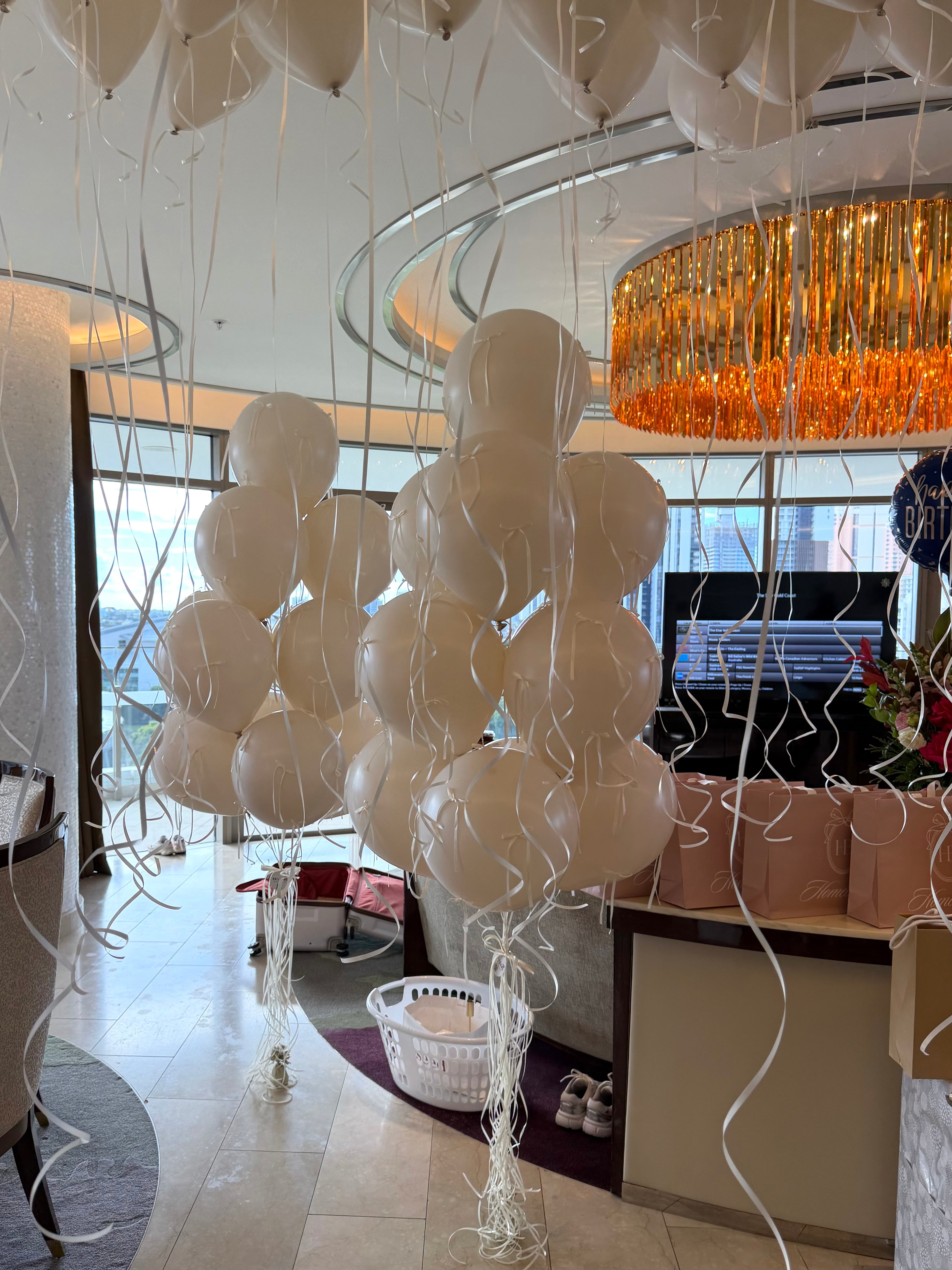 Giant Beige Balloons with Bows - 12 balloons