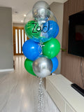 Personalised Balloon Bouquet - Blue, Green and Silver