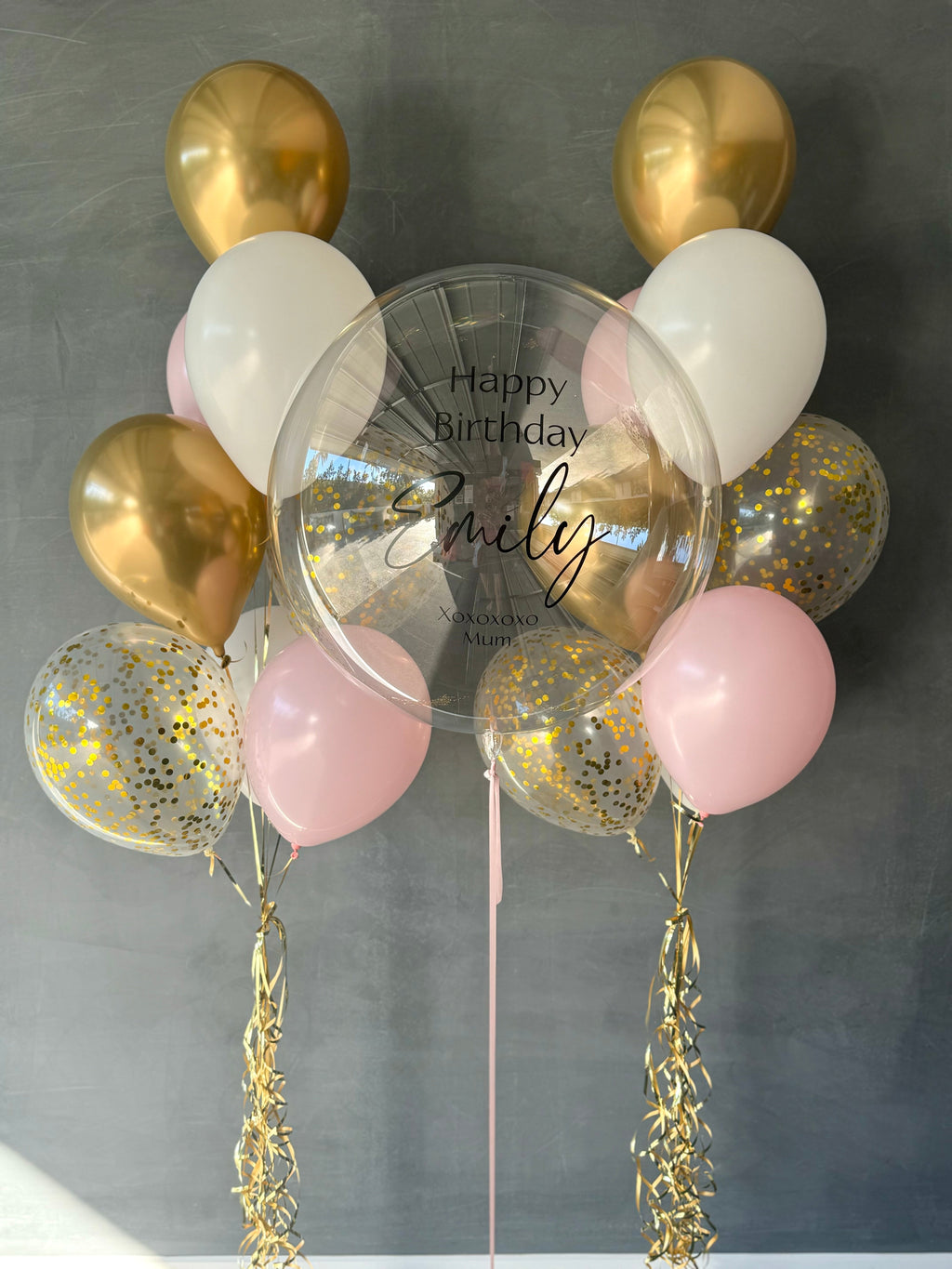 Luxury gold, white and pink Balloon Bouquet
