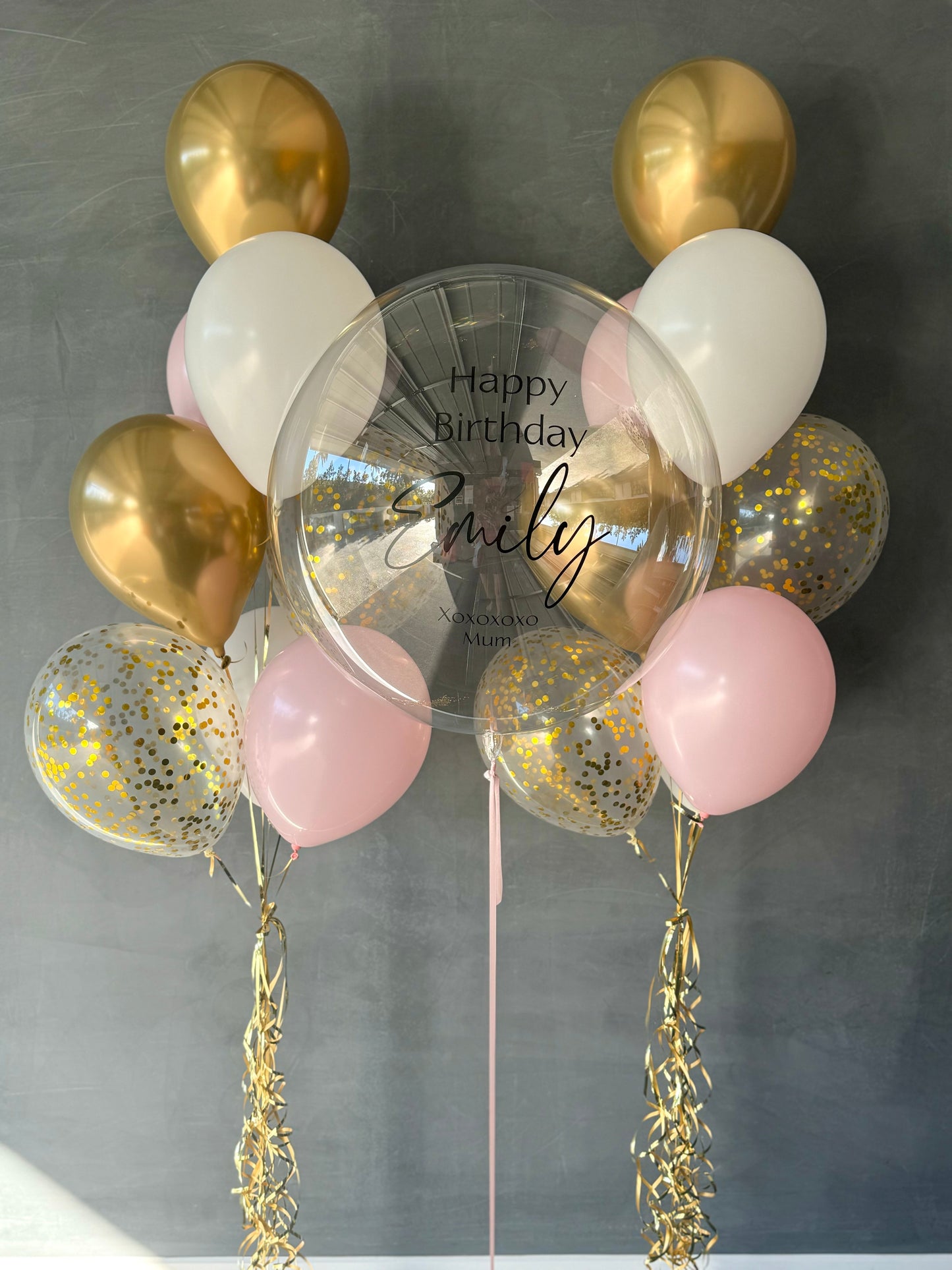 Luxury gold, white and pink Balloon Bouquet