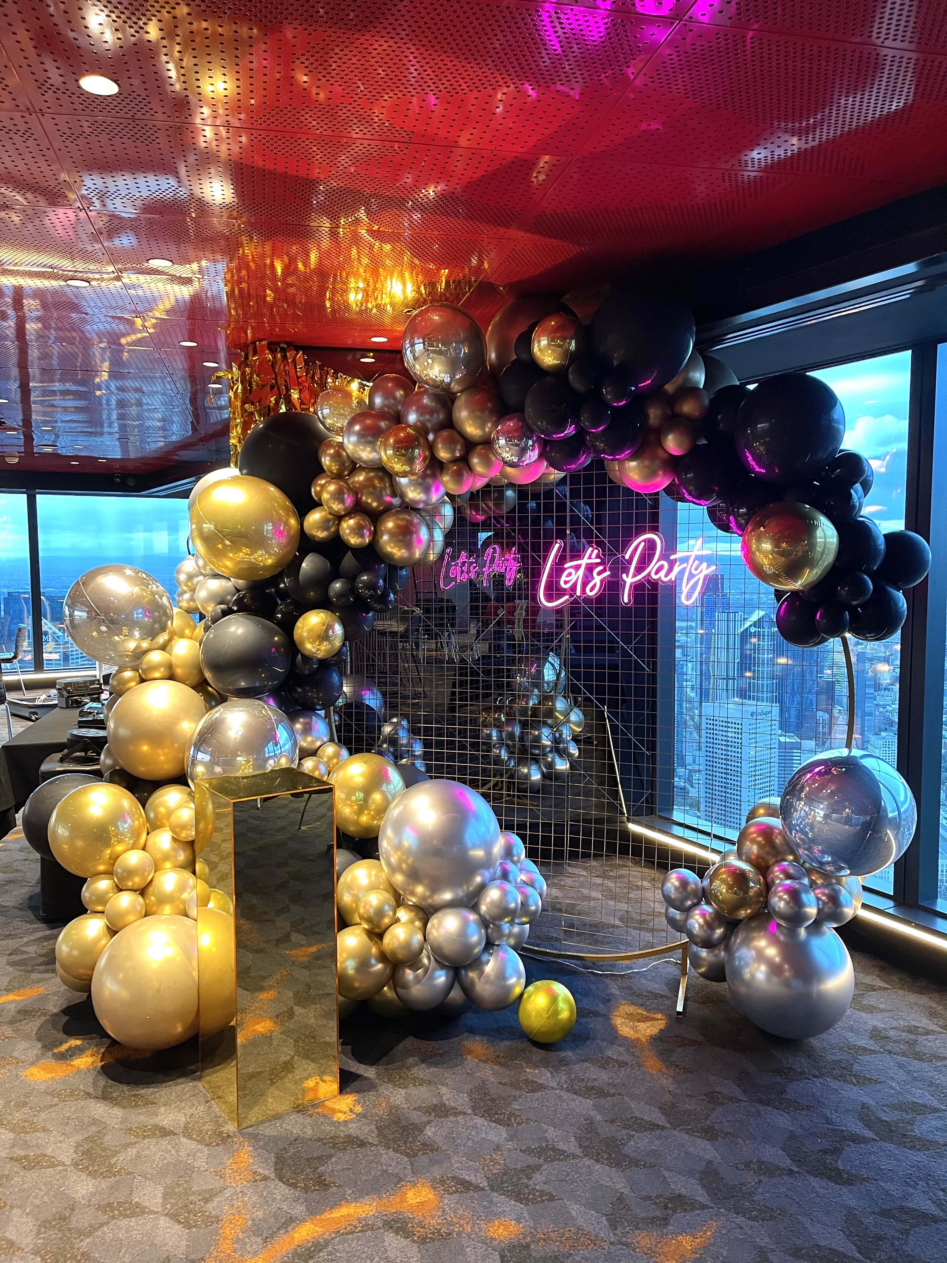 Black and gold Balloon Garland