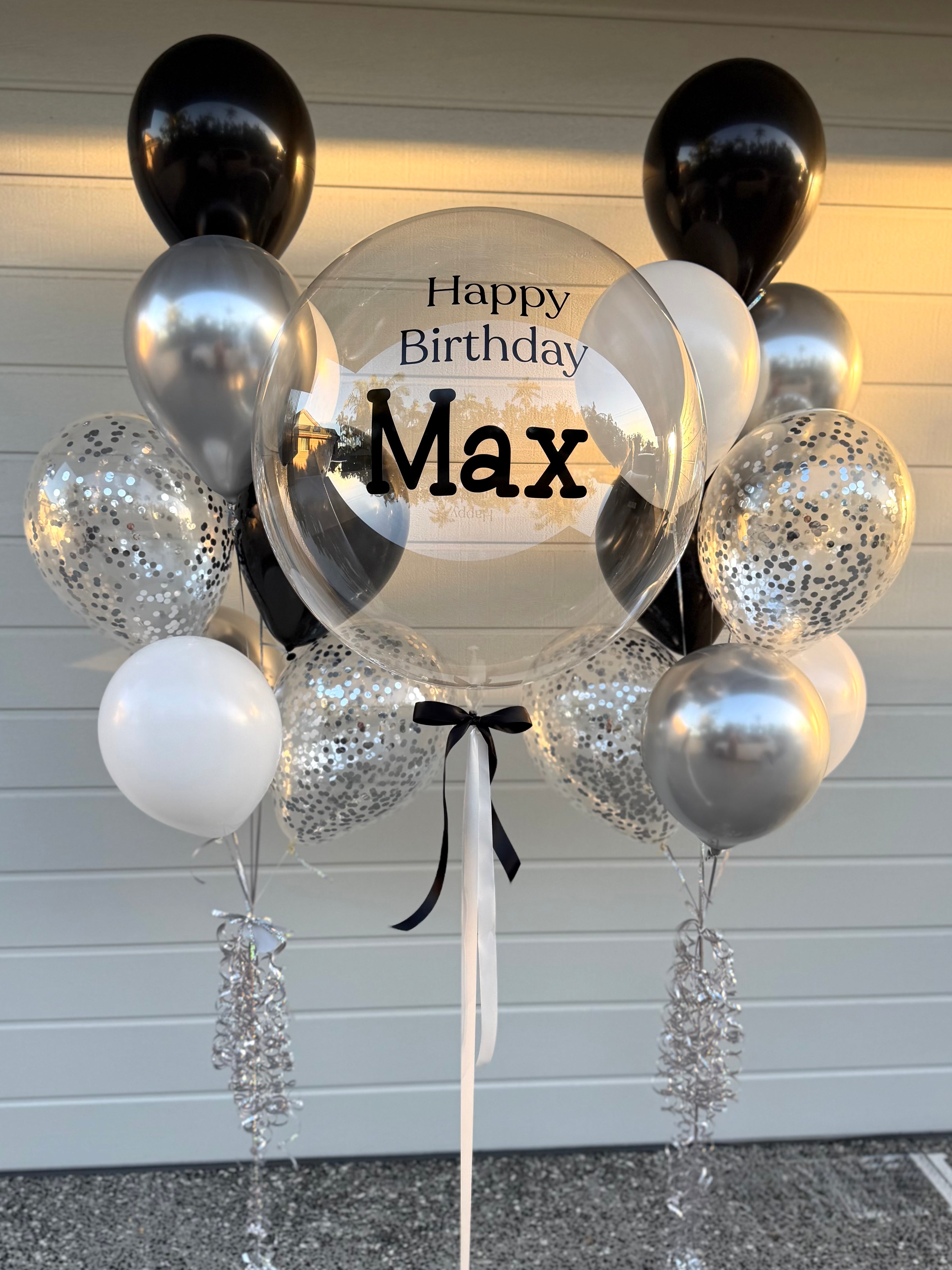Luxury black, white and silver Balloon Bouquet