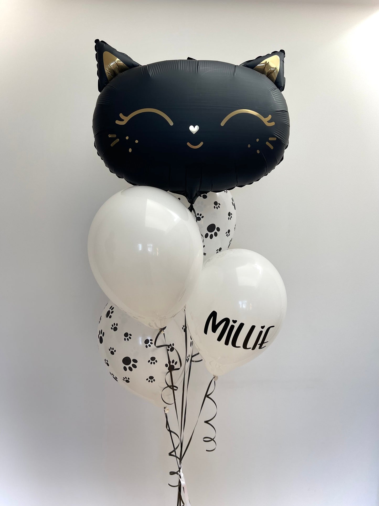 Personalised Black and White Cat Balloon Bouquet