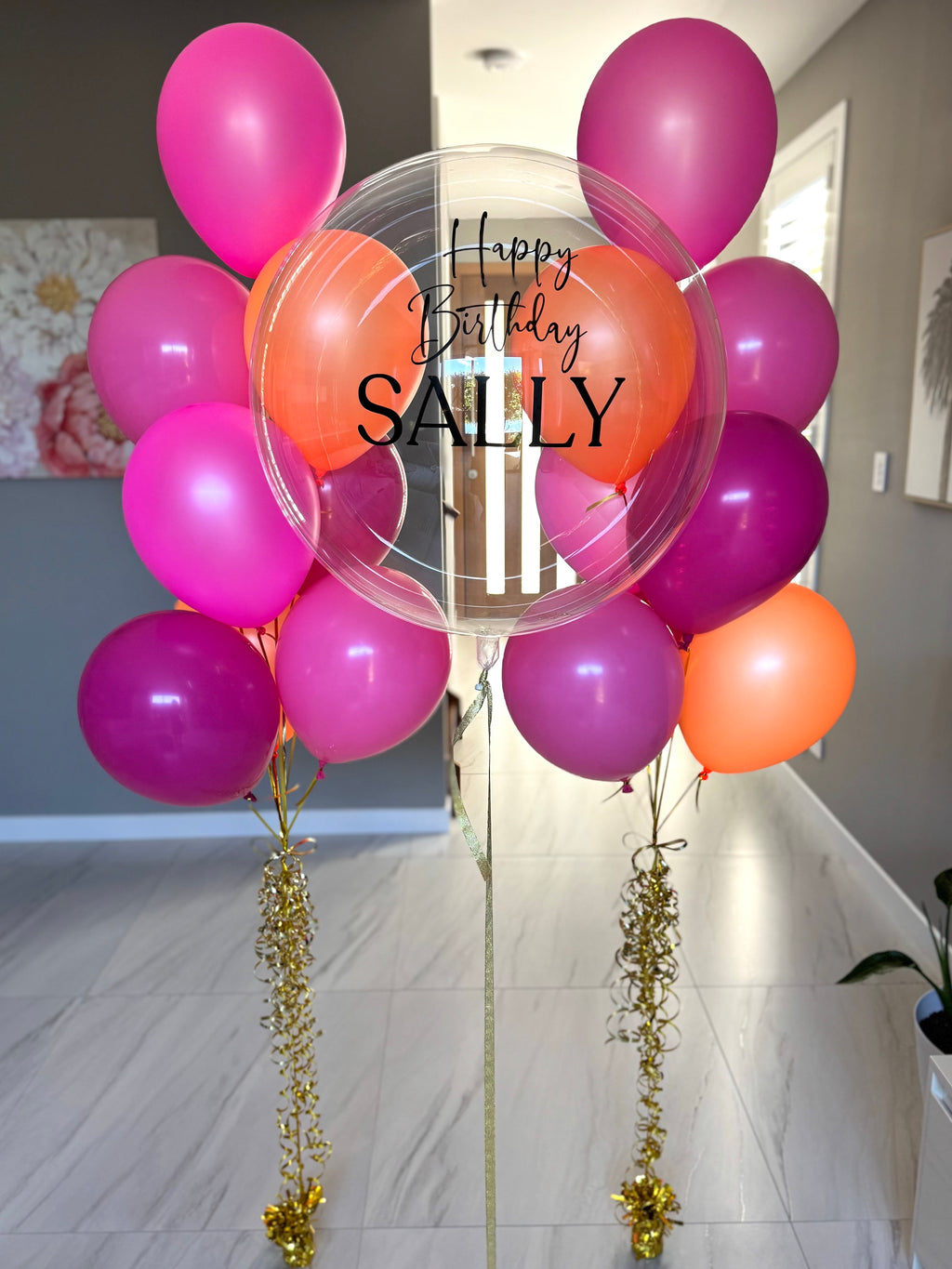 Luxury pink and orange Balloon Bouquet
