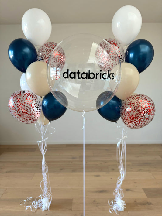 Clear Logo Balloon with 2 Bouquets - Corporate Colours