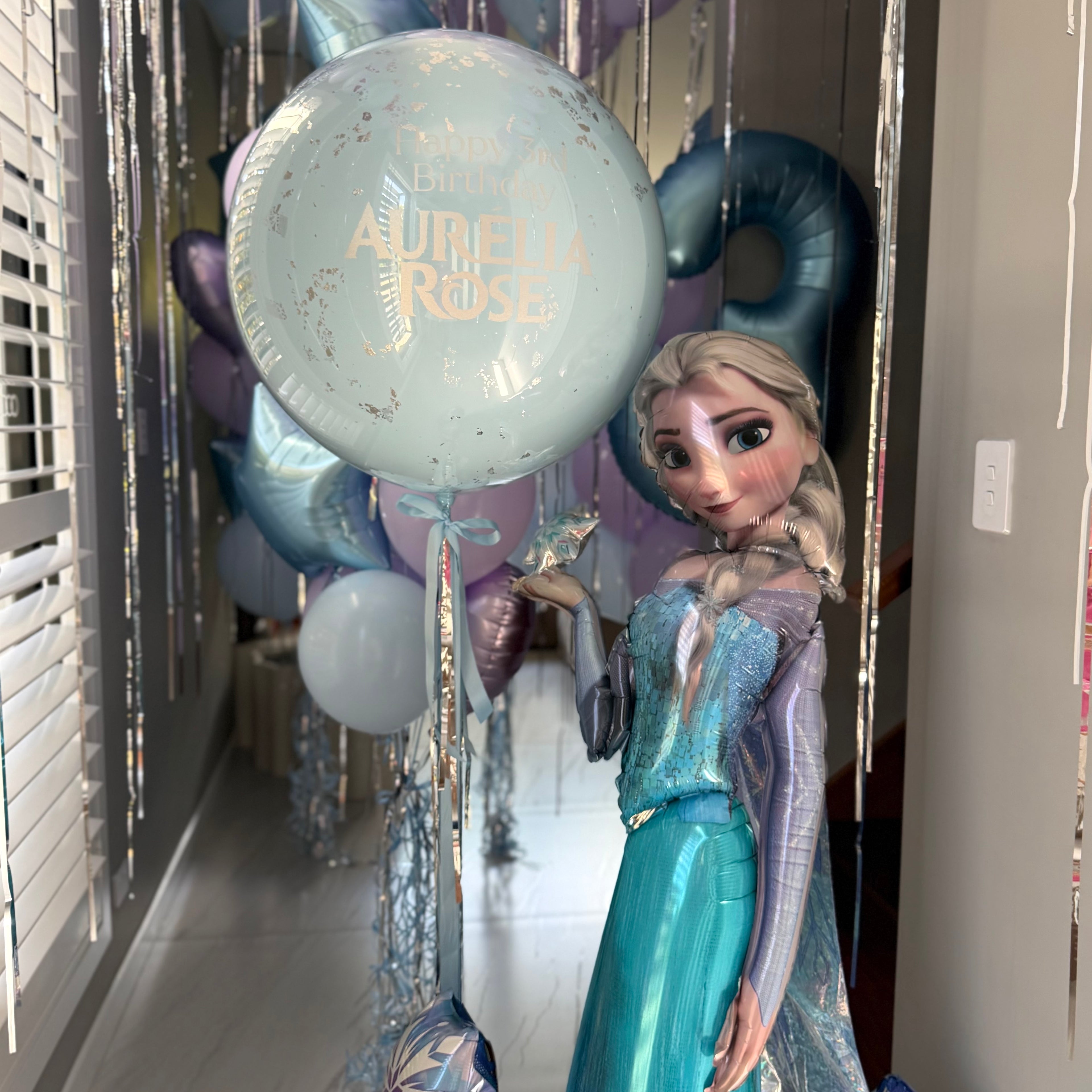 Frozen Theme- Elsa & Personalised glass balloon
