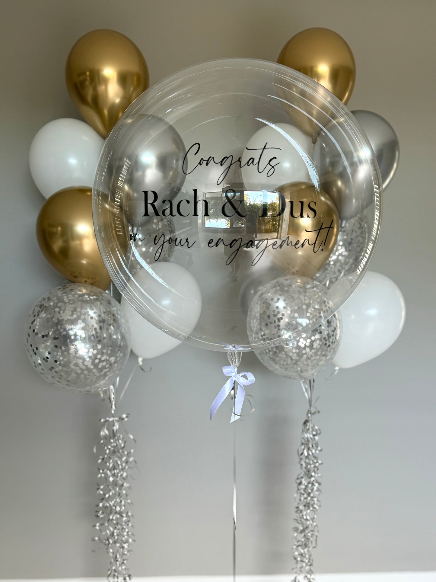 ENGAGEMENT Balloon Bouquet - silver, gold and white