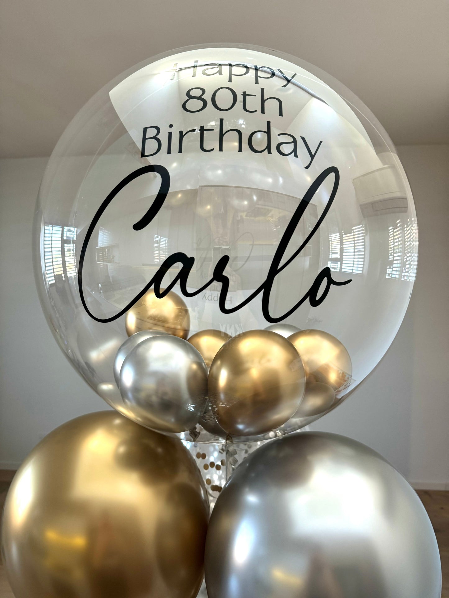 Personalised Balloon Bouquet - Silver and Gold