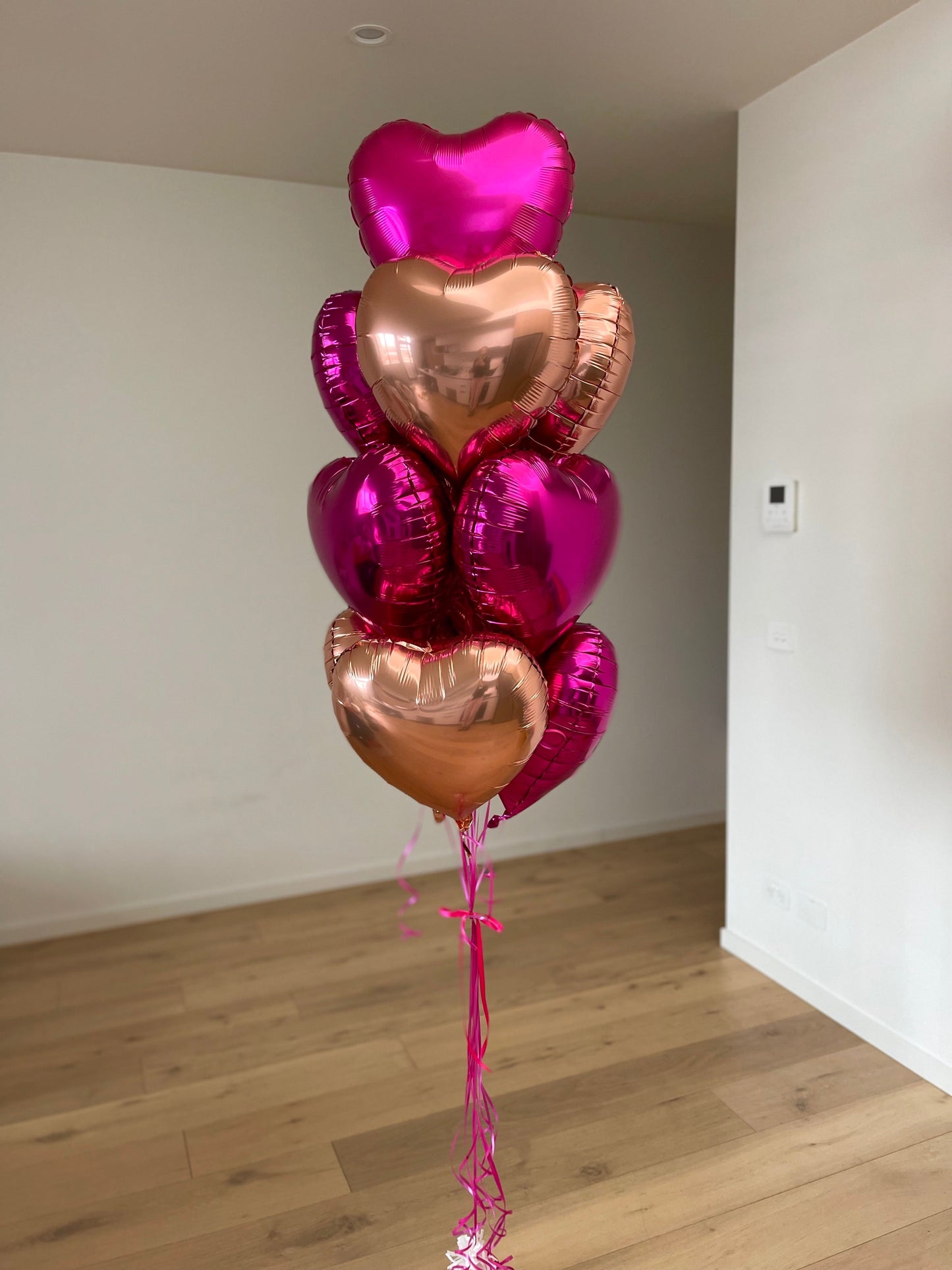 Hearts Balloon Bouquet - bright pink