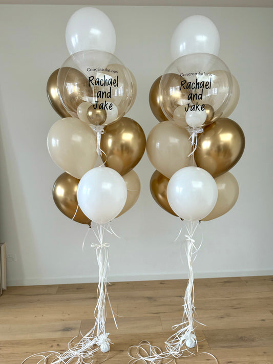 Personalised Balloon Bouquet - Gold, Beige, White