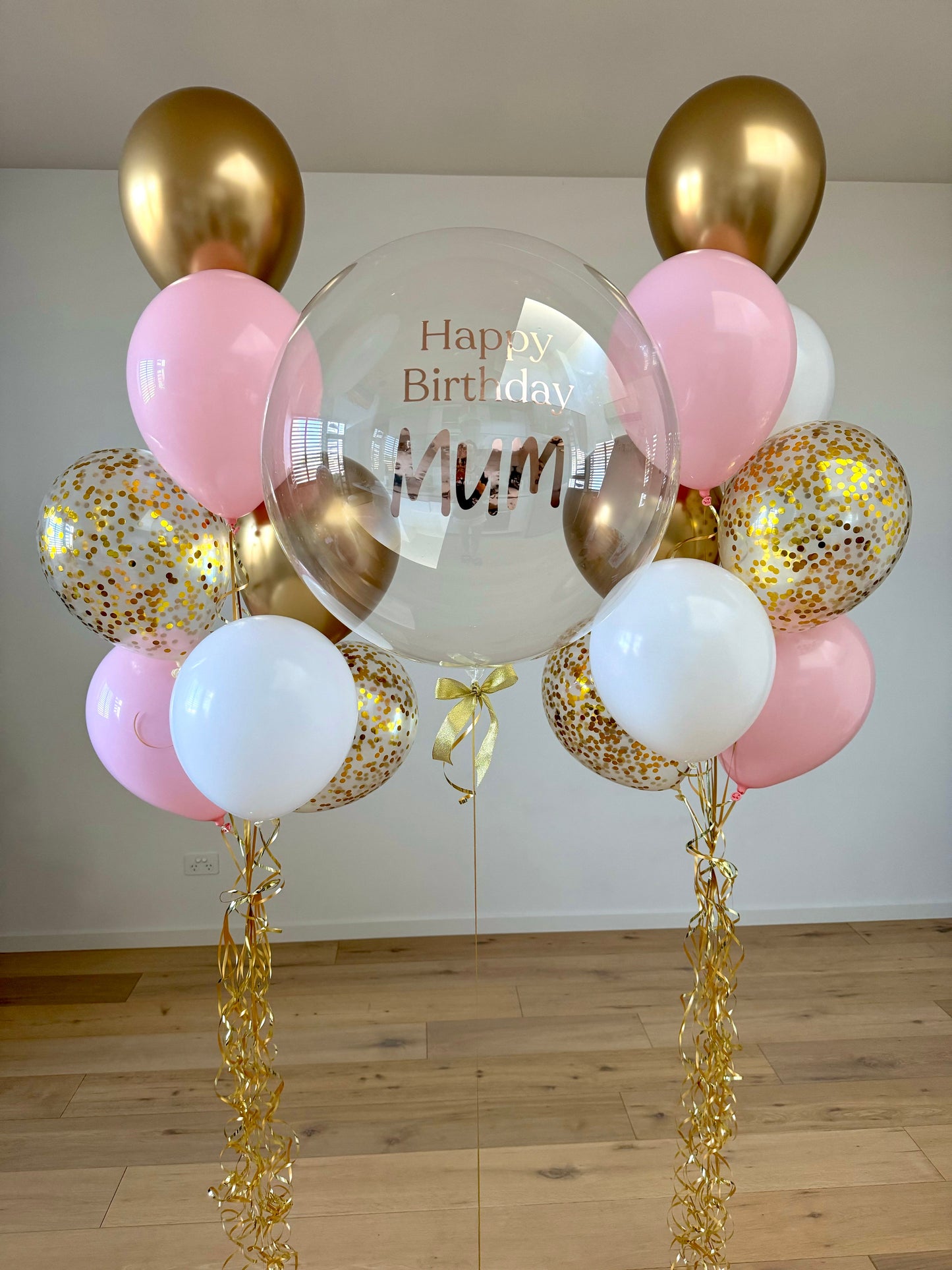 Luxury gold, white and pink Balloon Bouquet