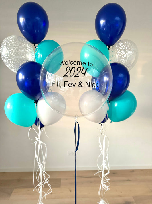 Luxury turquoise, navy and white Balloon Bouquet