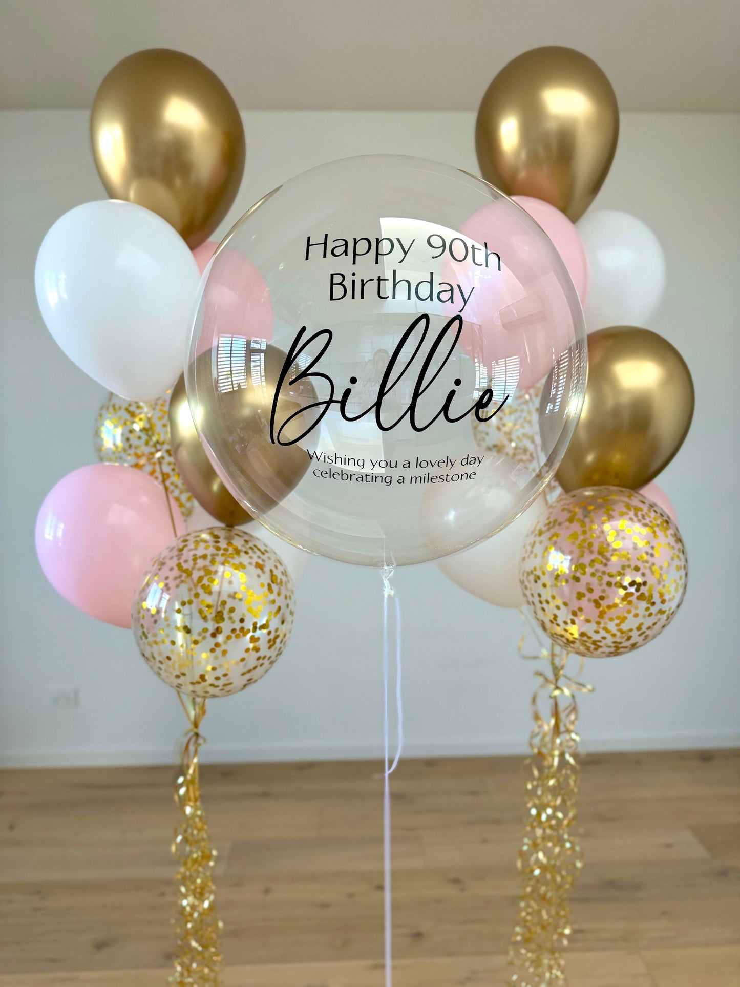 Luxury gold, white and pink Balloon Bouquet