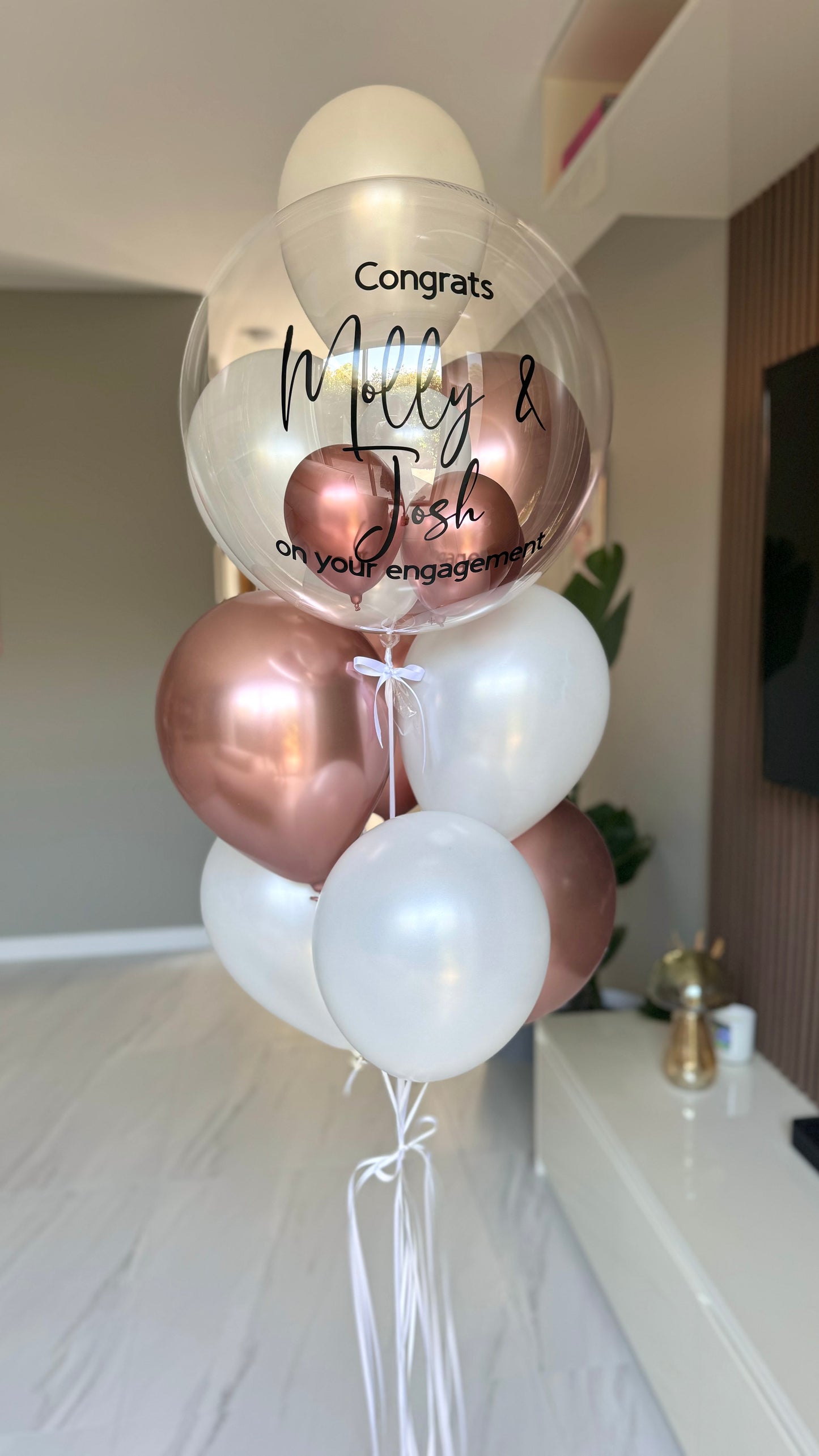 ENGAGEMENT Balloon Bouquet - pearl and rose gold