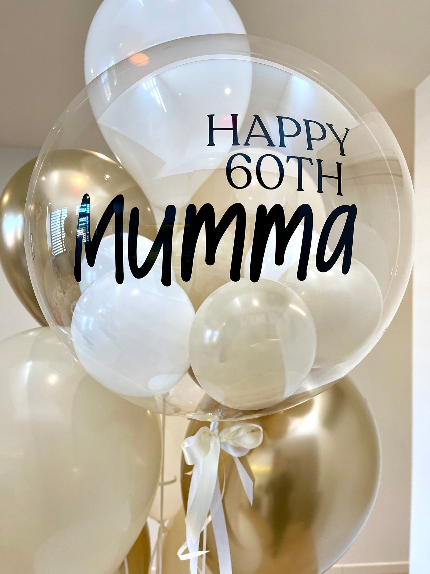 Personalised Balloon Bouquet - Gold, Beige, White