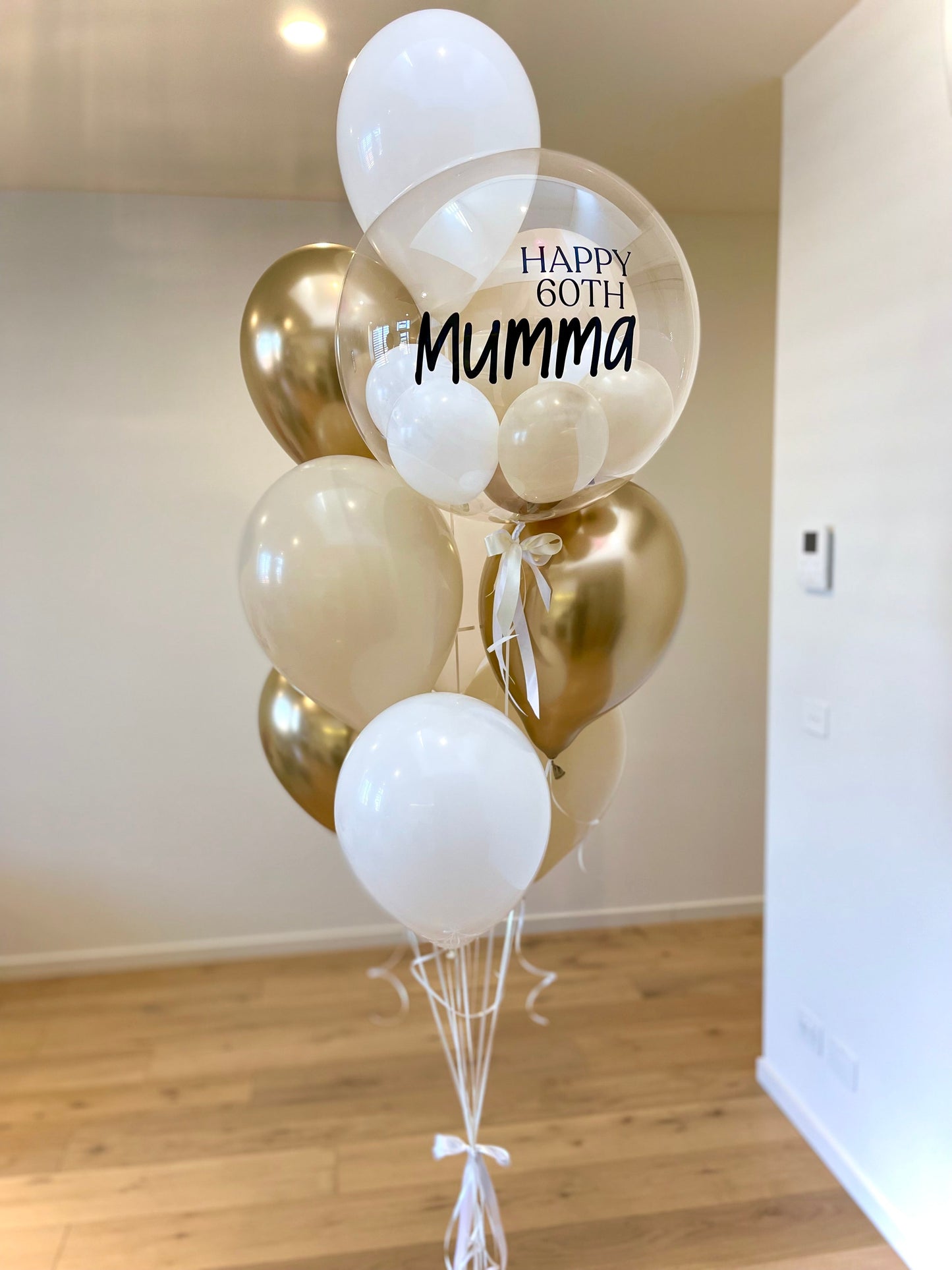 Personalised Balloon Bouquet - Gold, Beige, White