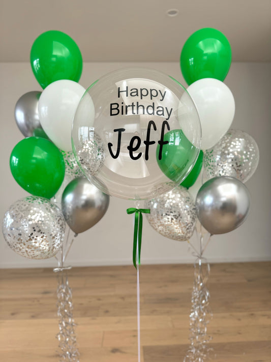 Luxury green, silver and white Balloon Bouquet