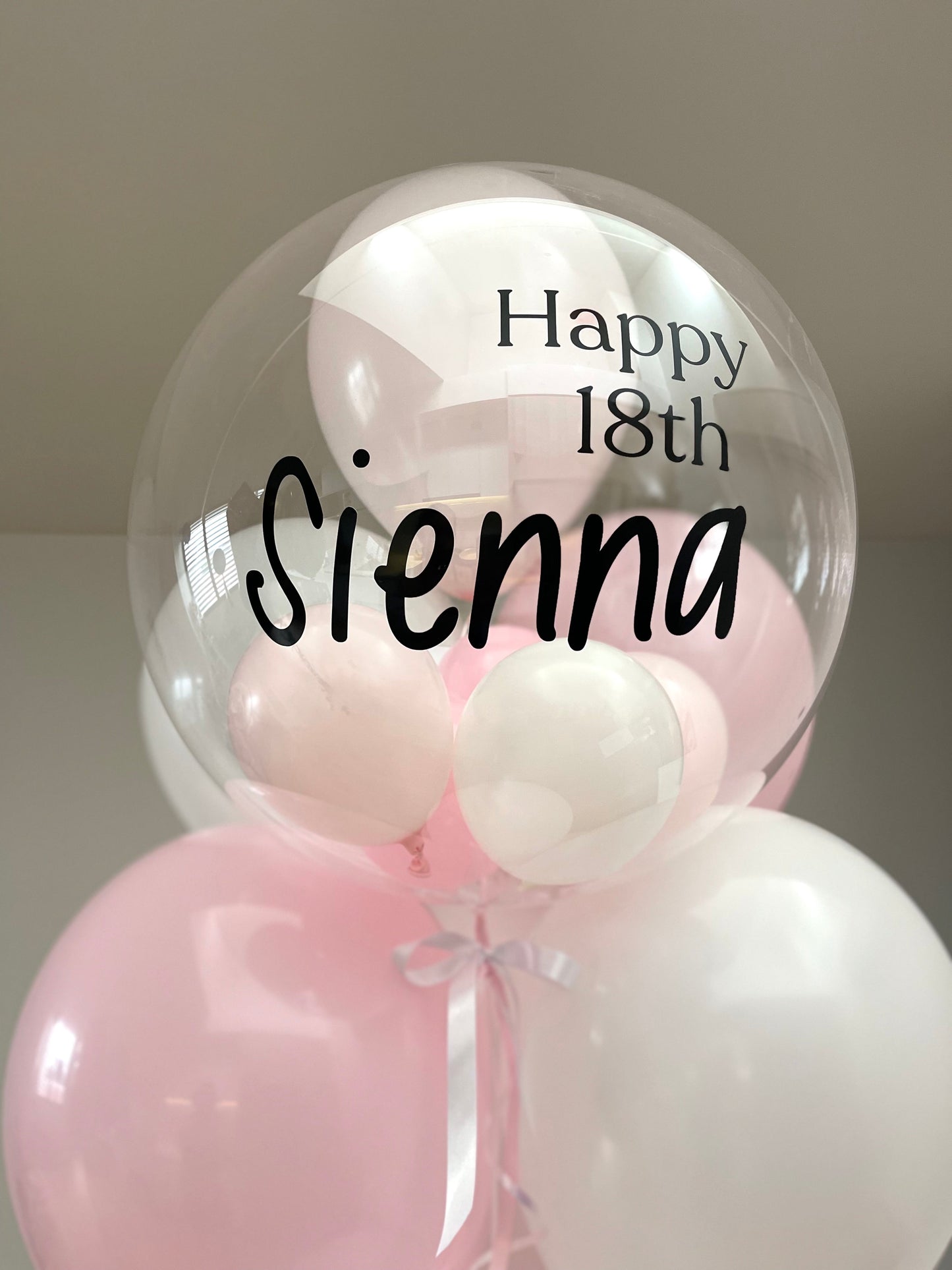 Personalised Balloon Bouquet with mini balloons - White and Pink