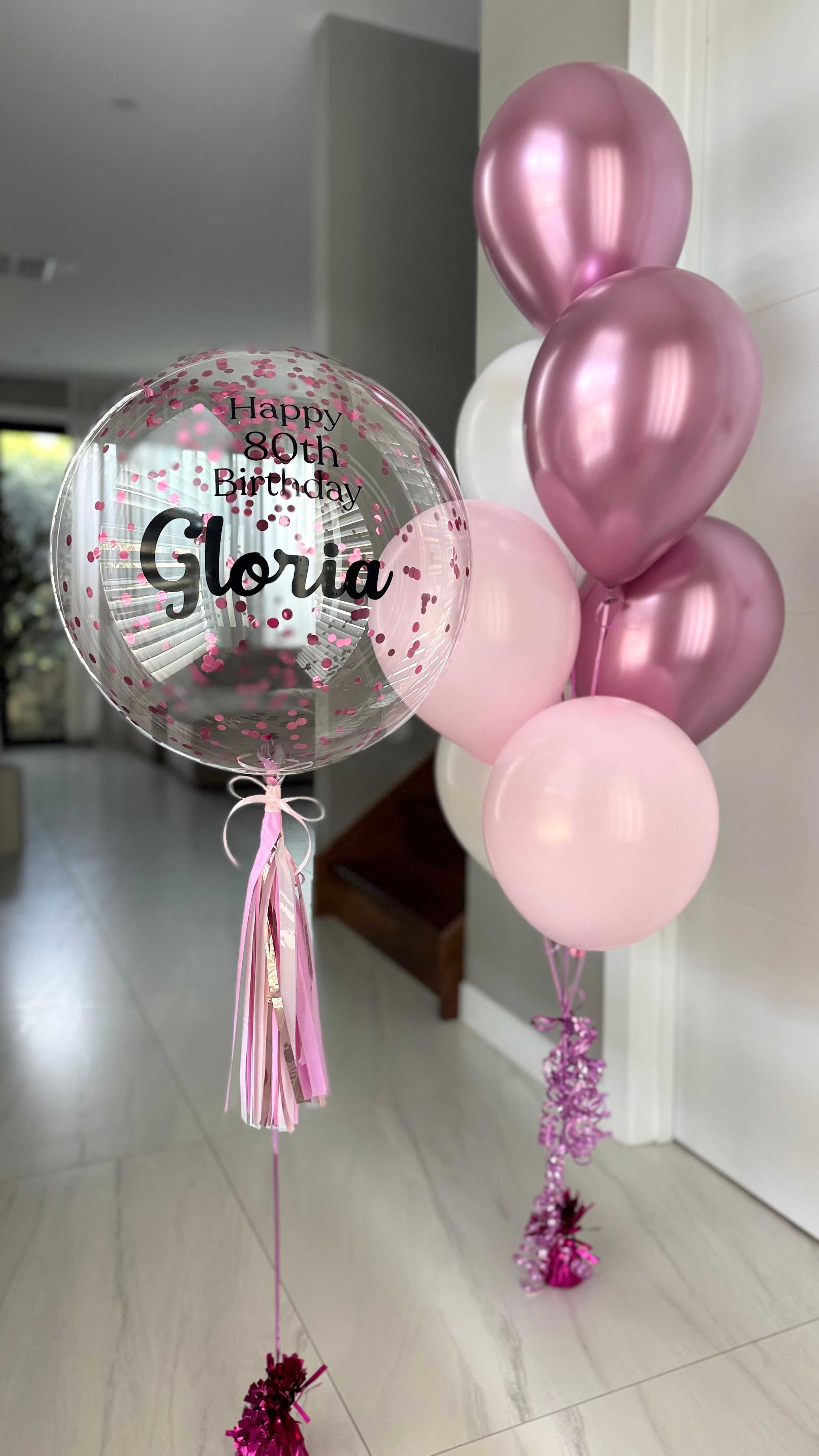 Small Personalised table decor- pink with confetti