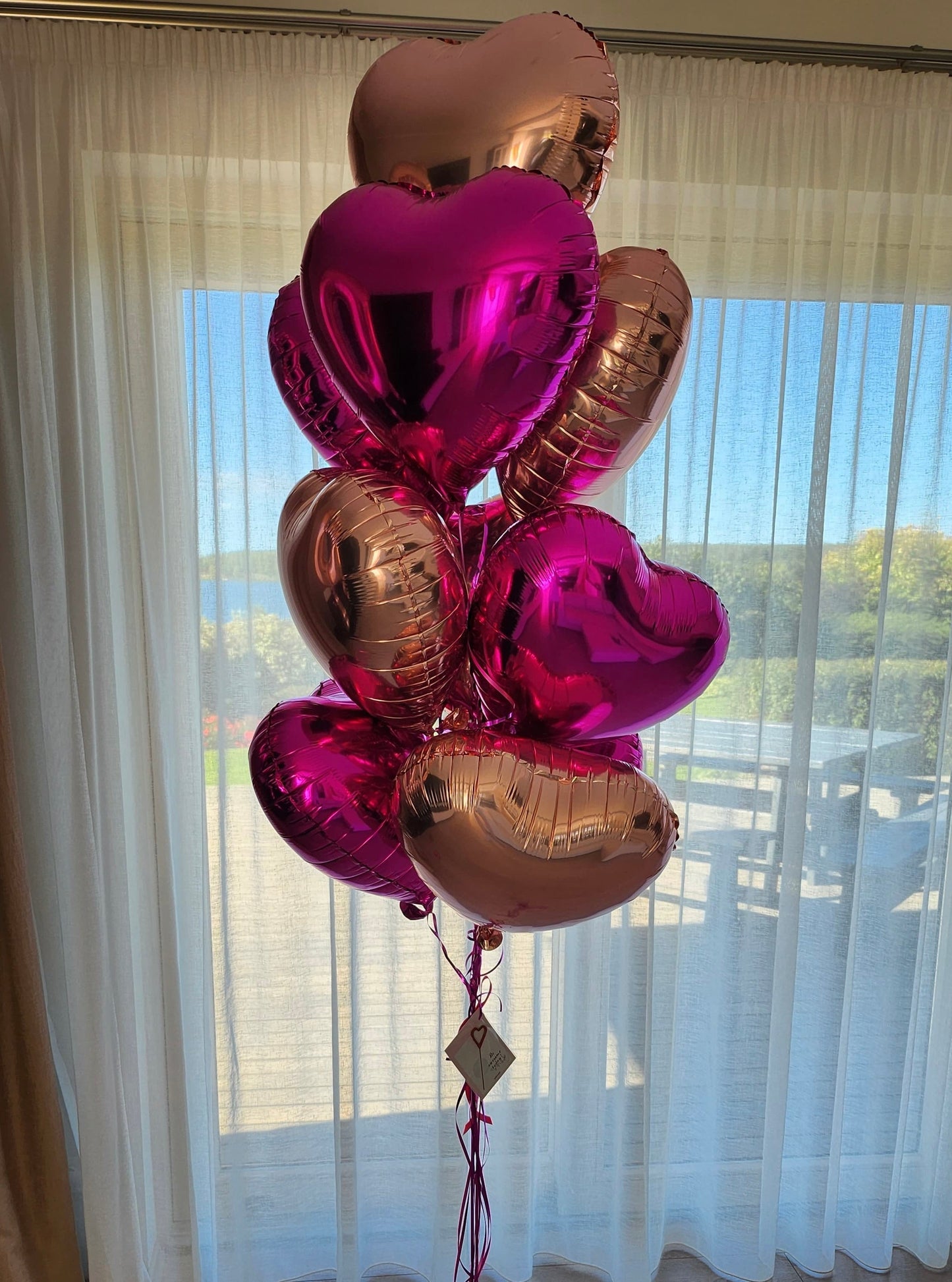 Hearts Balloon Bouquet - bright pink