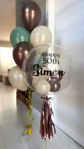 Small Personalised table decor- Earthy colours with mini balloons