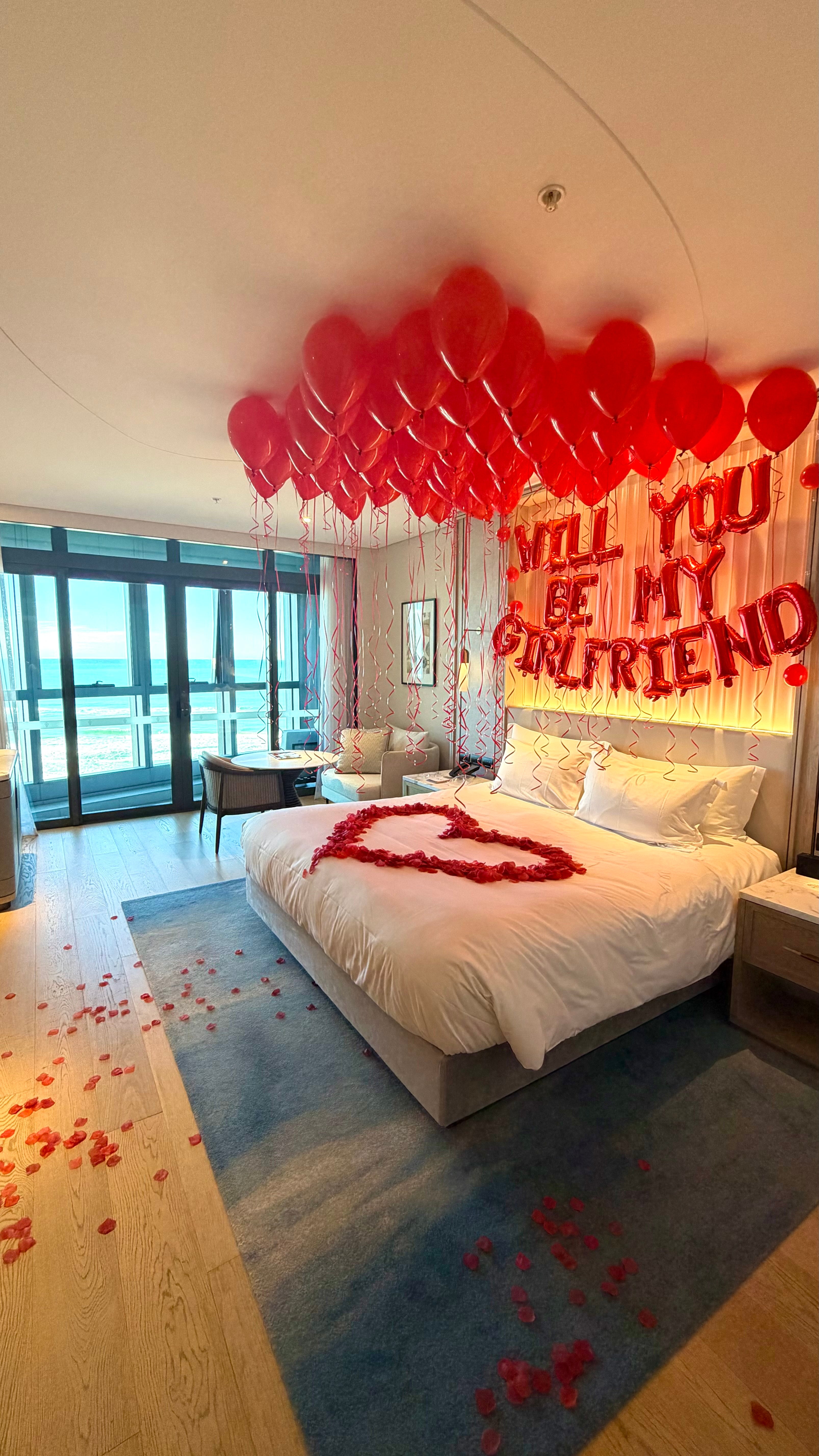 "Will You be my Girlfriend" Hotel Room Setup